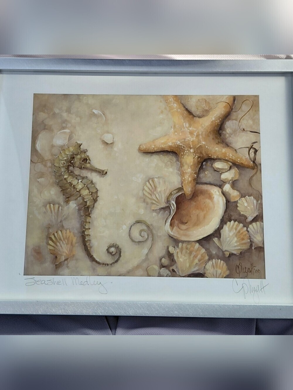 Seashell Seahorse Coastal Framed Art